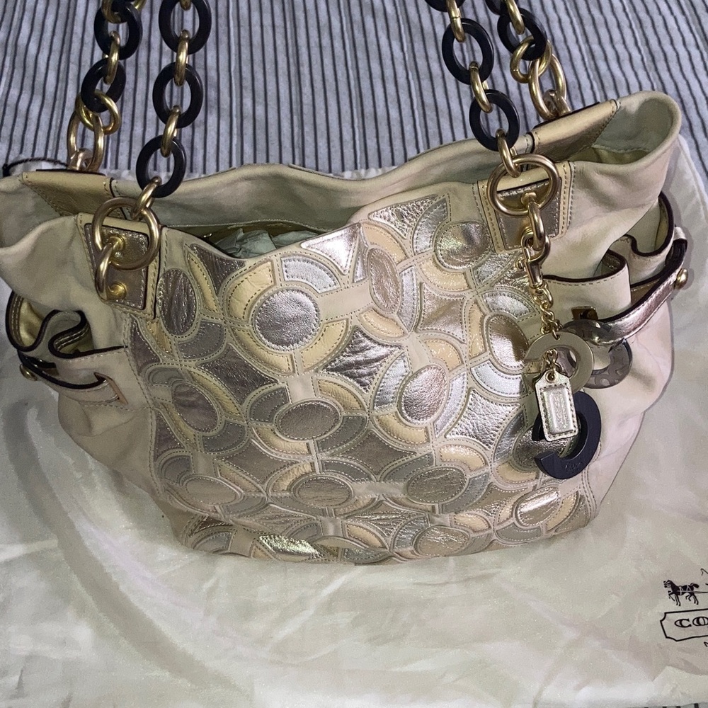 Coach Peyton Leather Mosiac Shoulder Bag - Picture 2 of 12